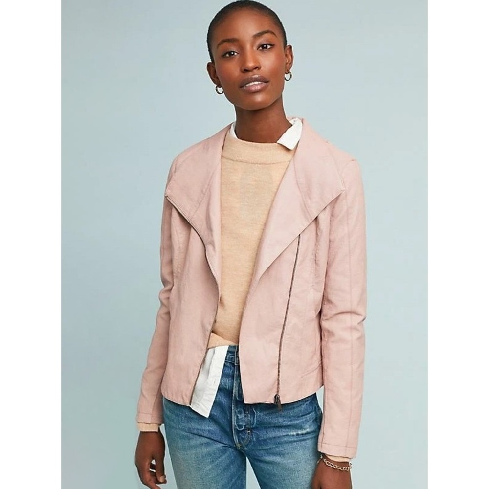 Anthropologie Ripley Faux Leather Soft Moto Feminine Edgy Jacket by ett:twa S